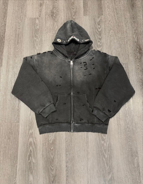 Dark Grey Bravest Sapphire Zip Up Hoodie