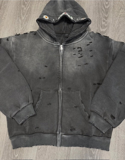 Dark Grey Bravest Sapphire Zip Up Hoodie